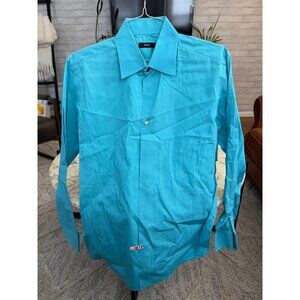 Hugo Boss Blue 100% Cotton Button Down Long sleeves Shirt Mens Size 42